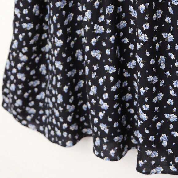 Madewell Long Sleeve Button Front Midi Dress 2 Baby's Breath  Black Blue Floral - Picture 15 of 15